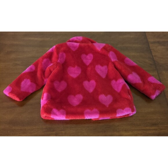 Mini Boden Girls Kids Faux Fur Collared Coat with Hearts design size 3/4 EUC - Picture 8 of 10